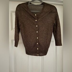 Black Shimmer Knit Snap Front Top | Fitted Minimal Chic | XS–S